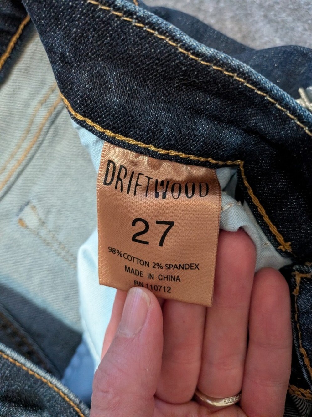 DRIFTWOOD Dark Indigo Skinny Jeans with White Floral Embroidery - Picture 13 of 13